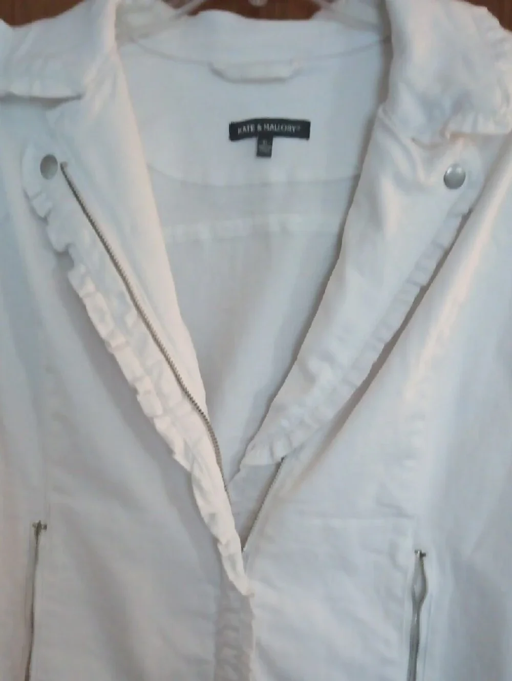 Kate & Mallory White Ruffle-Trim Jean Jacket - Picture 4 of 6